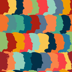 Obraz premium Nahtloses Quadrat aus bunten Köpfen als Gesellschaft Textur