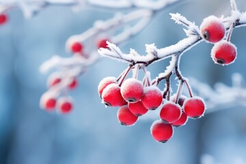 frosted holly berry on blurr winter background