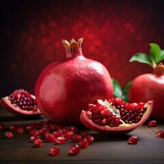 Pomegranates with leaves 