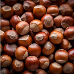 Obraz premium Fresh hazelnuts on wooden background Top view Flat lay