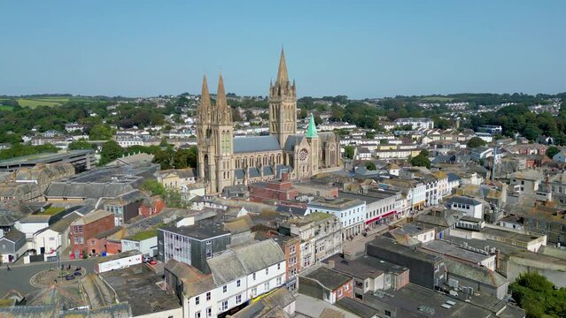 Aerial over Truro in Cornwall, UK