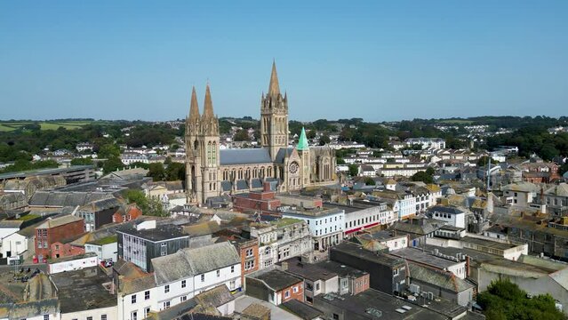 Aerial over Truro in Cornwall, UK