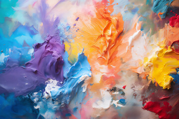 Artist's oil paint palette background texture with a vibrant multi coloured spectrum of colours for blending and creating visually stunning paintings, Generative AI stock illustration image
