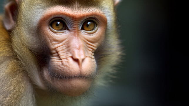 gros plan sur une t&ecirc;te de petit singe (macaque)