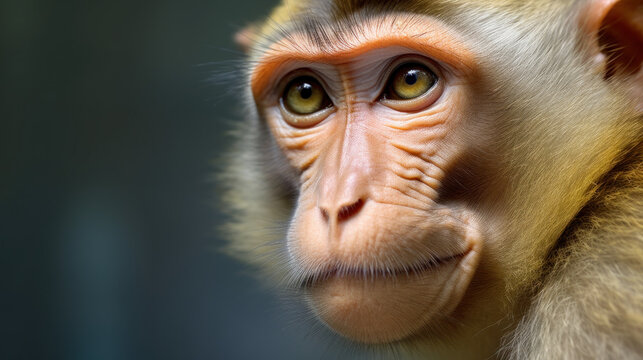 gros plan sur une t&ecirc;te de petit singe (macaque)