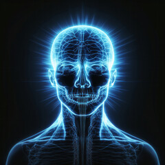 Abstract human head scan. Wellness or disease concept, medical education