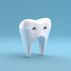 White teeth in a blue background	