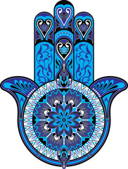 black and blue hamsa design