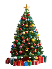 Obraz na płótnie Canvas Christmas tree with toys isolated on transparent and white background. Png transparent