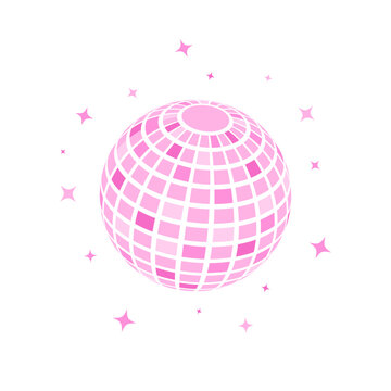 Seamless vector pattern with pink disco balls on wavy yellow