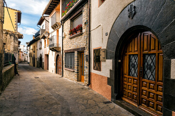 Typical street in Berdun. Huesca. Aragon. Spain. Europe.