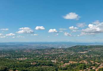 panoramic view from the Lazio municipality of Rocca di Papa on Rome