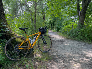 Fototapeta na wymiar Gravel bicycle in the city park on the summer season