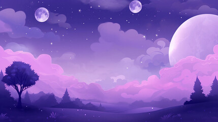 cute kawaii purple night background