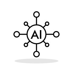 Artificial intelligence AI processor icon in flat style. AI symbol for your web site design, logo, app, UI Vector 