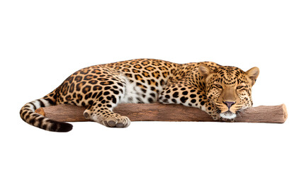 sleeping leopard . Isolated on Transparent background.