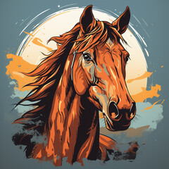 Horse portrait in watercolor style. Vector illustration of a horse.