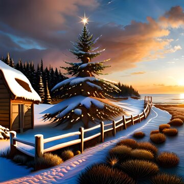 sunset on the beach  instru ction generated by AL