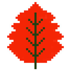 Pixel art leaves for Christmas and autumn , maple leaf pixel art