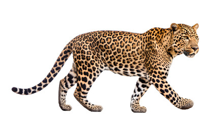 Naklejka premium walking leopard. Isolated on Transparent background.