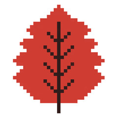 Pixel art leaves for Christmas and autumn , maple leaf pixel art