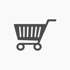 Online shopping cart , basket, trolley icon vector isolated