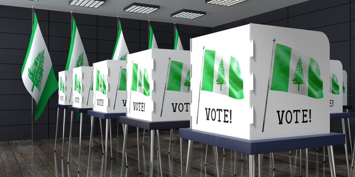 Norfolk Island - polling station with many voting booths - election concept - 3D illustration