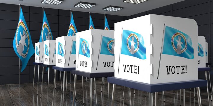 Northern Mariana Islands - polling station with many voting booths - election concept - 3D illustration