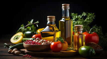 vegetable oil, many oil and fat products a bottle 