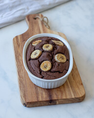 Baked chocolate banana oatmeal