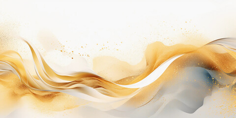 Gold and white abstract background. Luxurious glitter gold flyer background.