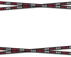 Modern Black Friday Super Sale Banner with Black Ribbons for Business Marketing