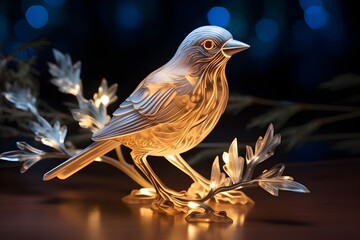 Golden robin bird  on a branch