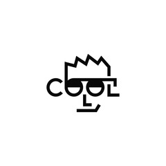 Cool guy with glasses typographic logo design.