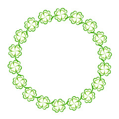 green clover leaf art drawn round frame