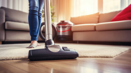 Effortless cleaning at home with a vacuum cleaner, turning chores into a breeze and leaving spaces spotless and refreshed