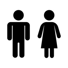 Icon man and woman. Human figures, toilet WC sign. Vector isolated on white background.