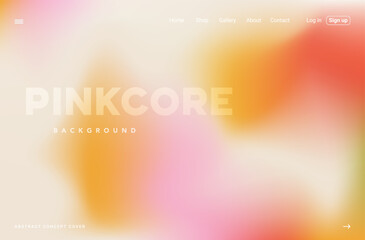 Pink core orange fluid wave gradient landing page. Rose and yellow modern flow bland shape background design for cover, banner, poster, flyer, presentation, advertising, banner