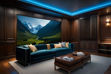 living room interior with home cinema concept