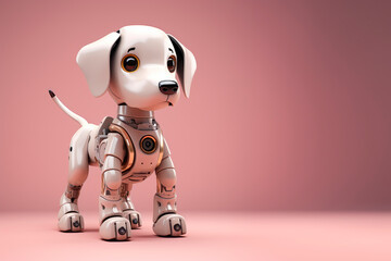 Cute toy robot puppy on a delicate background - obrazy, fototapety, plakaty