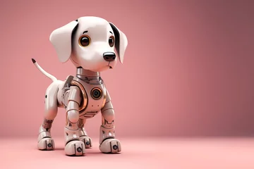 Fotobehang Cute toy robot puppy on a delicate background © Aspirinka