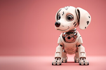 Cute toy robot puppy on a delicate background - obrazy, fototapety, plakaty