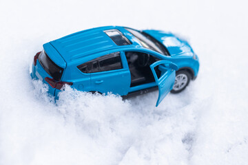 toy car in the snow.
