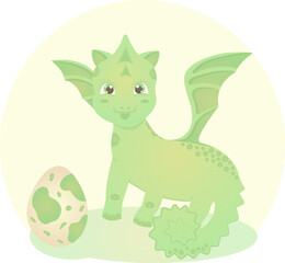 Cute dragon and dinosaur character, cartoon animal characters, vector illustration, eps 10