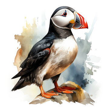 recommend clip art: watercolor Puffin clipart, Generative Ai