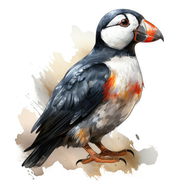 recommend clip art: watercolor Puffin clipart, Generative Ai