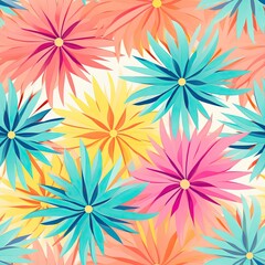 Colorful floral pattern with smiley face