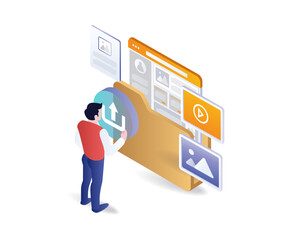 Man is uploading portfolio data