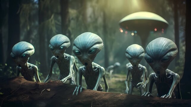 Friendly Extraterrestrial Gathering: Colorful Alien Group