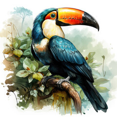 Fototapeta premium watercolor Toucan clipart, Generative Ai